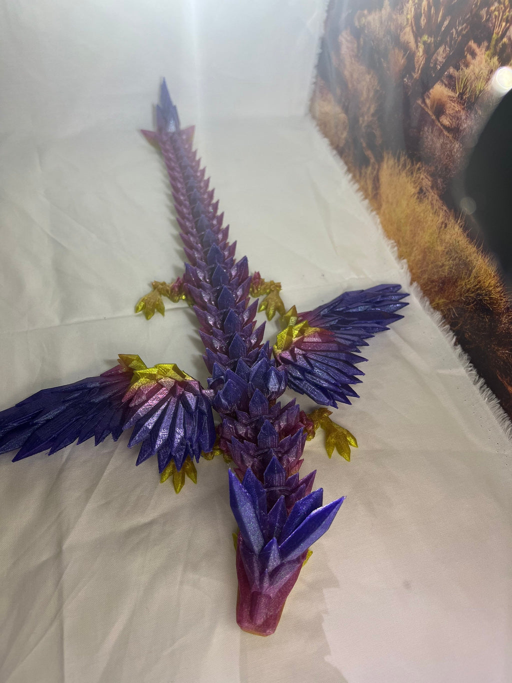 3D Printed Flexible Crystal Winged Dragon