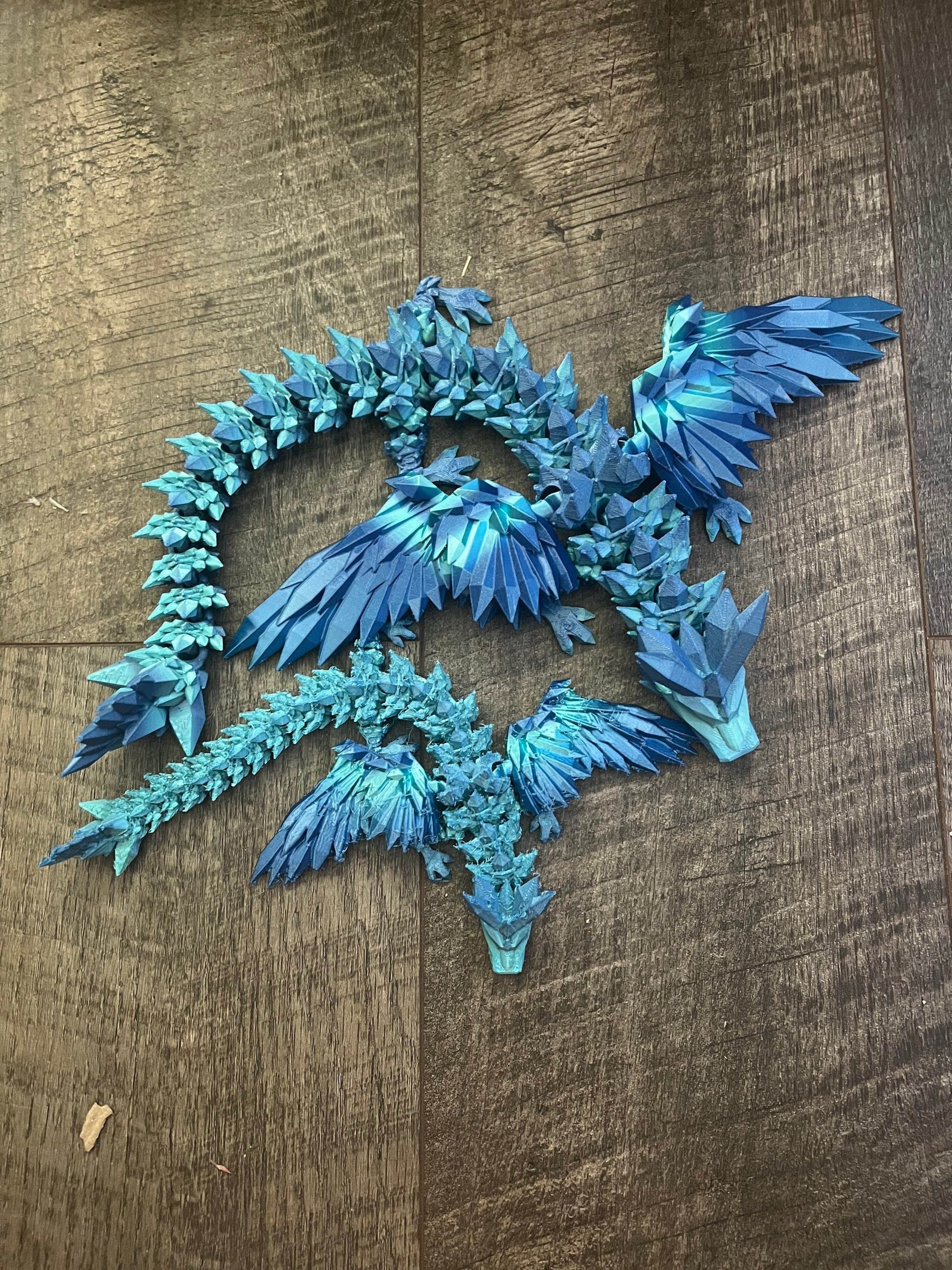 3D Printed Flexible Crystal Winged Dragon