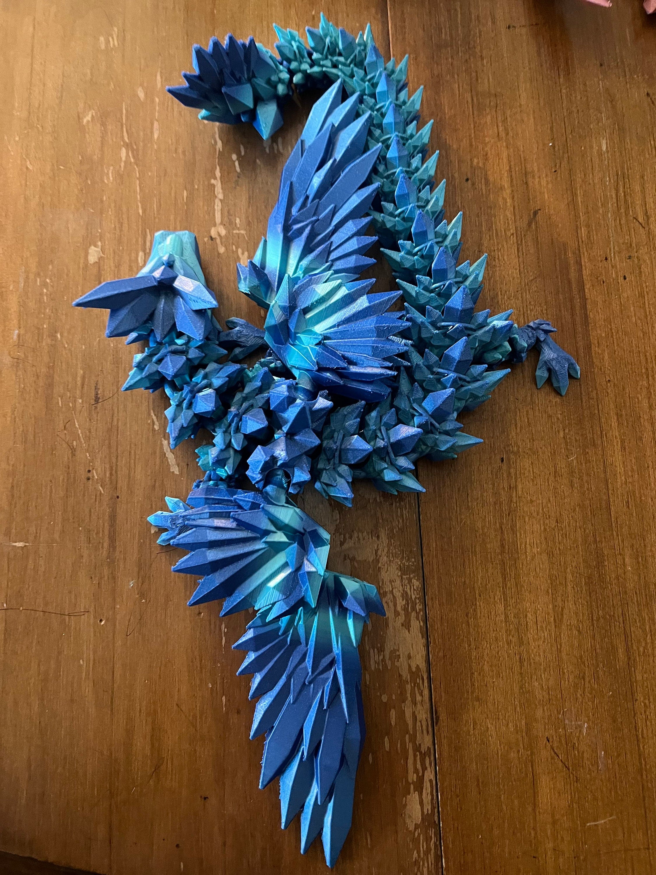 3D Printed Flexible Crystal Winged Dragon