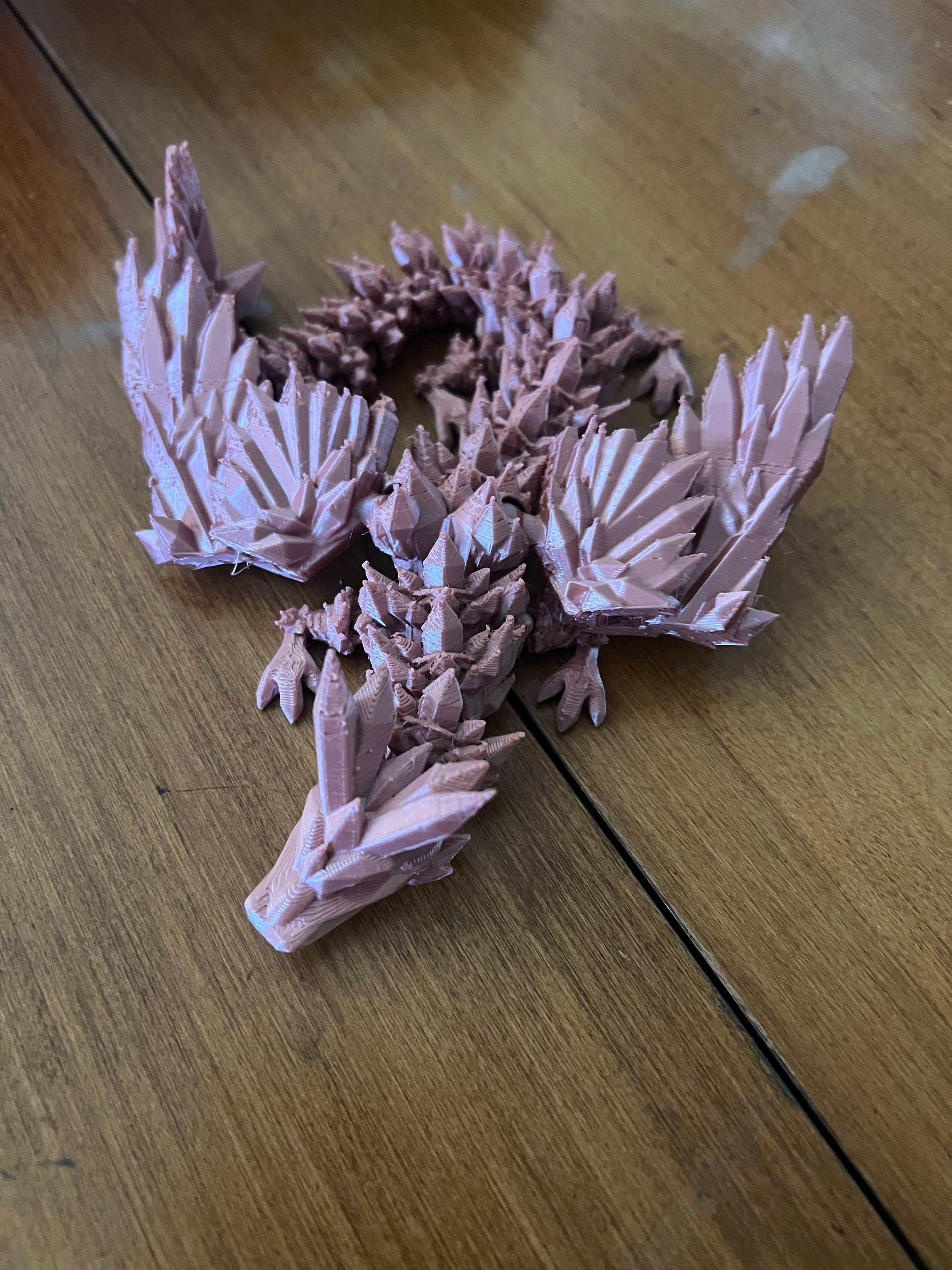 3D Printed Flexible Crystal Winged Dragon Family