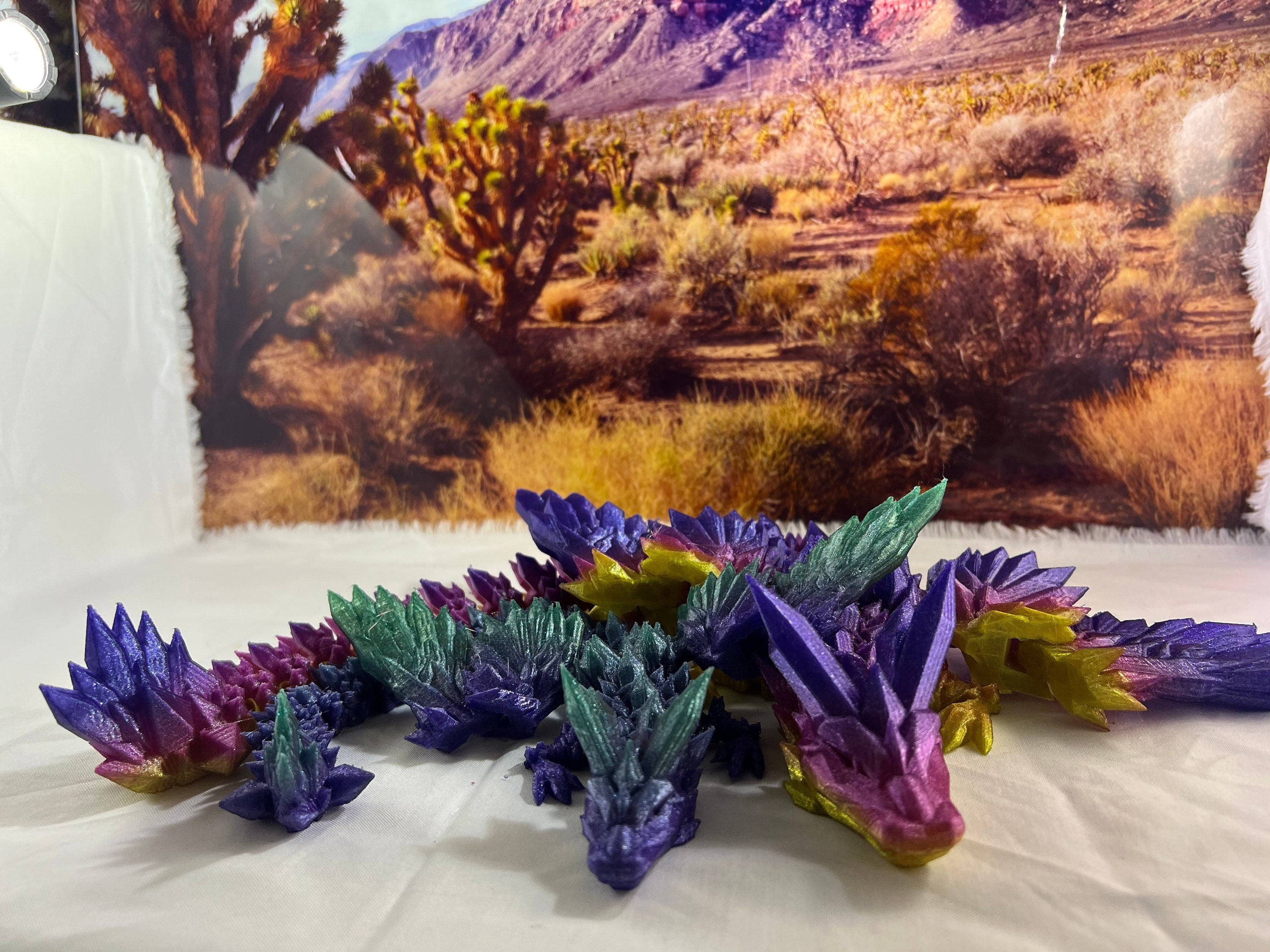 3D Printed Flexible Crystal Winged Dragon