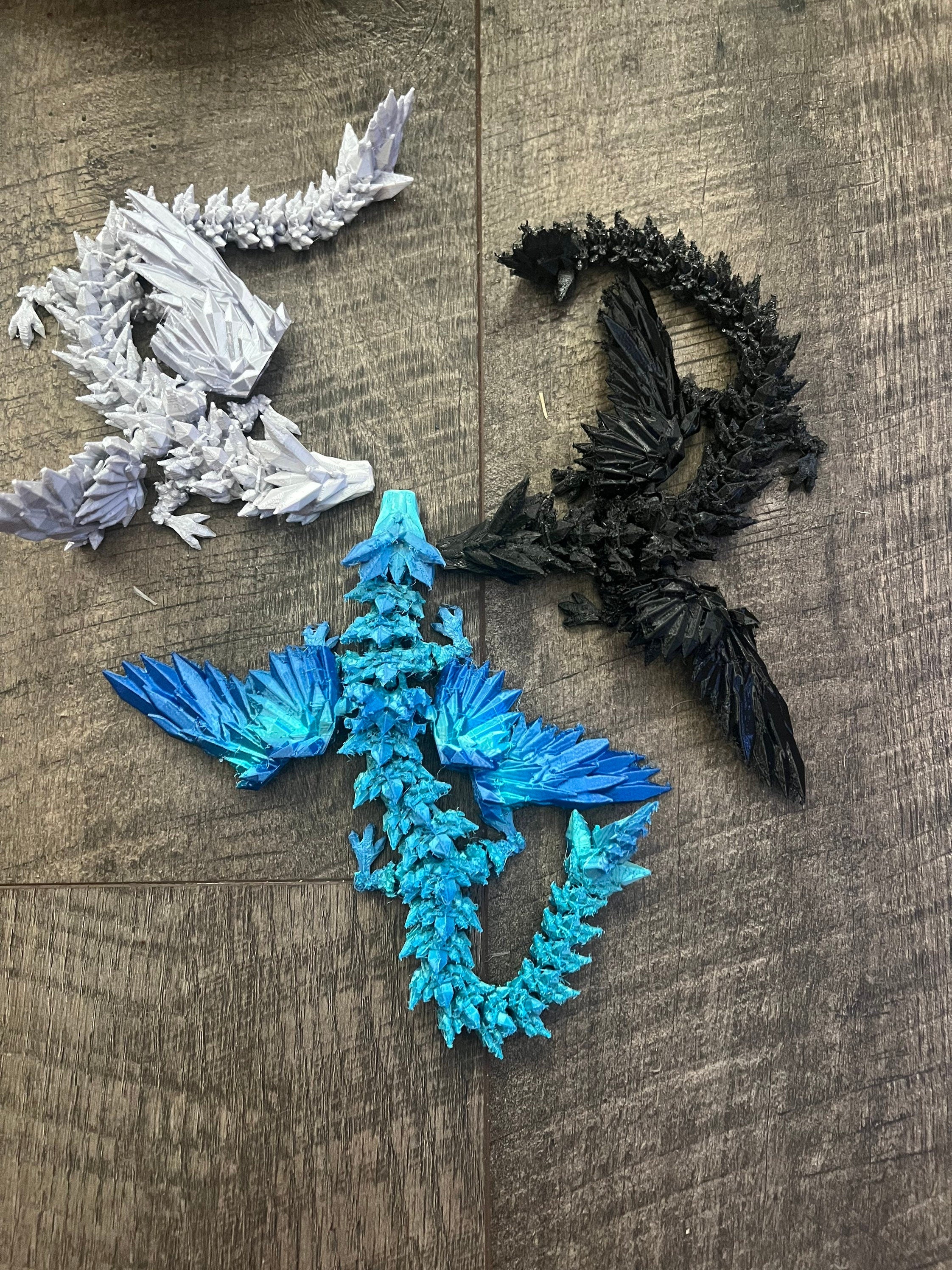 3D Printed Flexible Crystal Winged Dragon