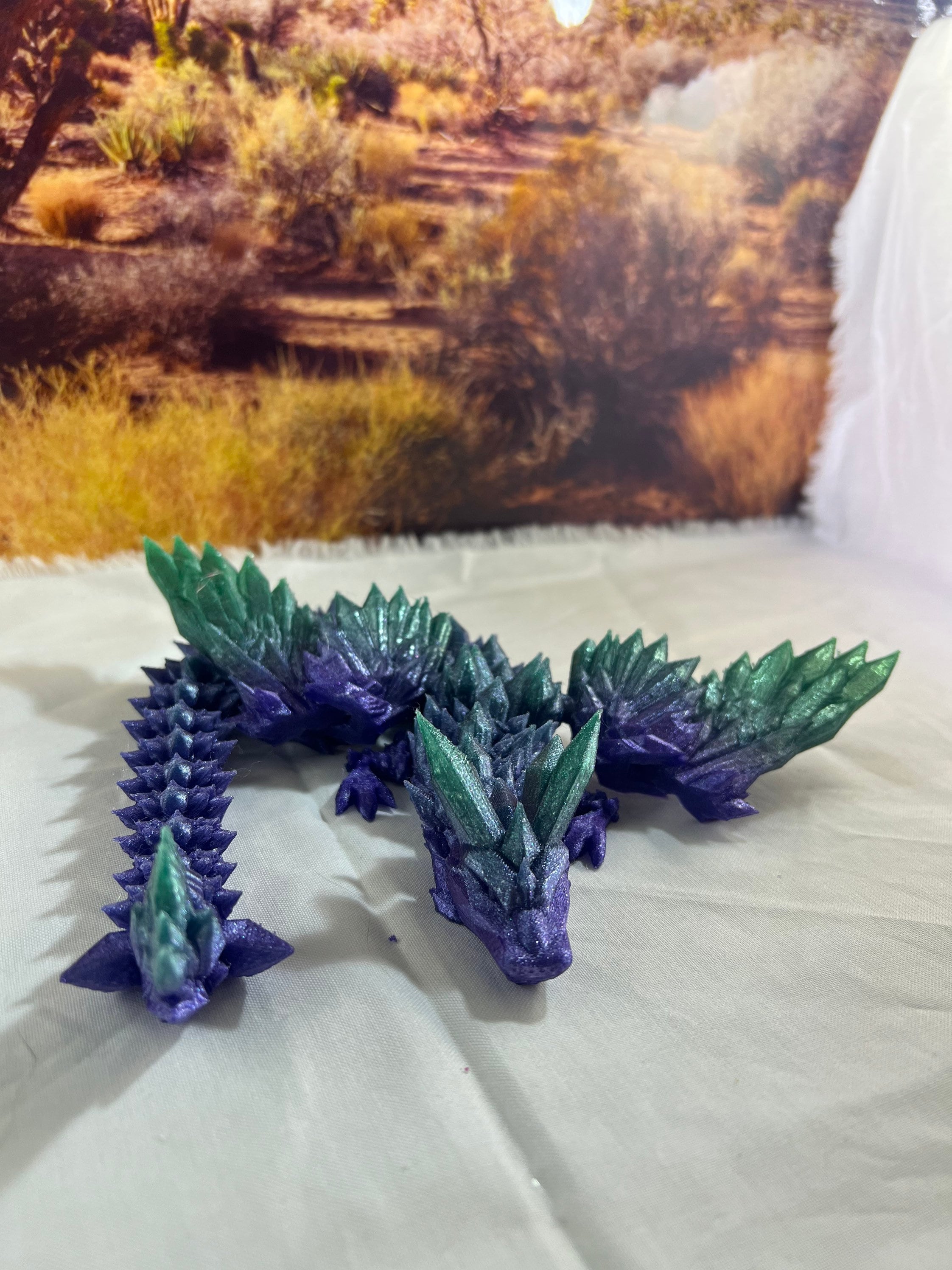 3D Printed Flexible Crystal Winged Dragon