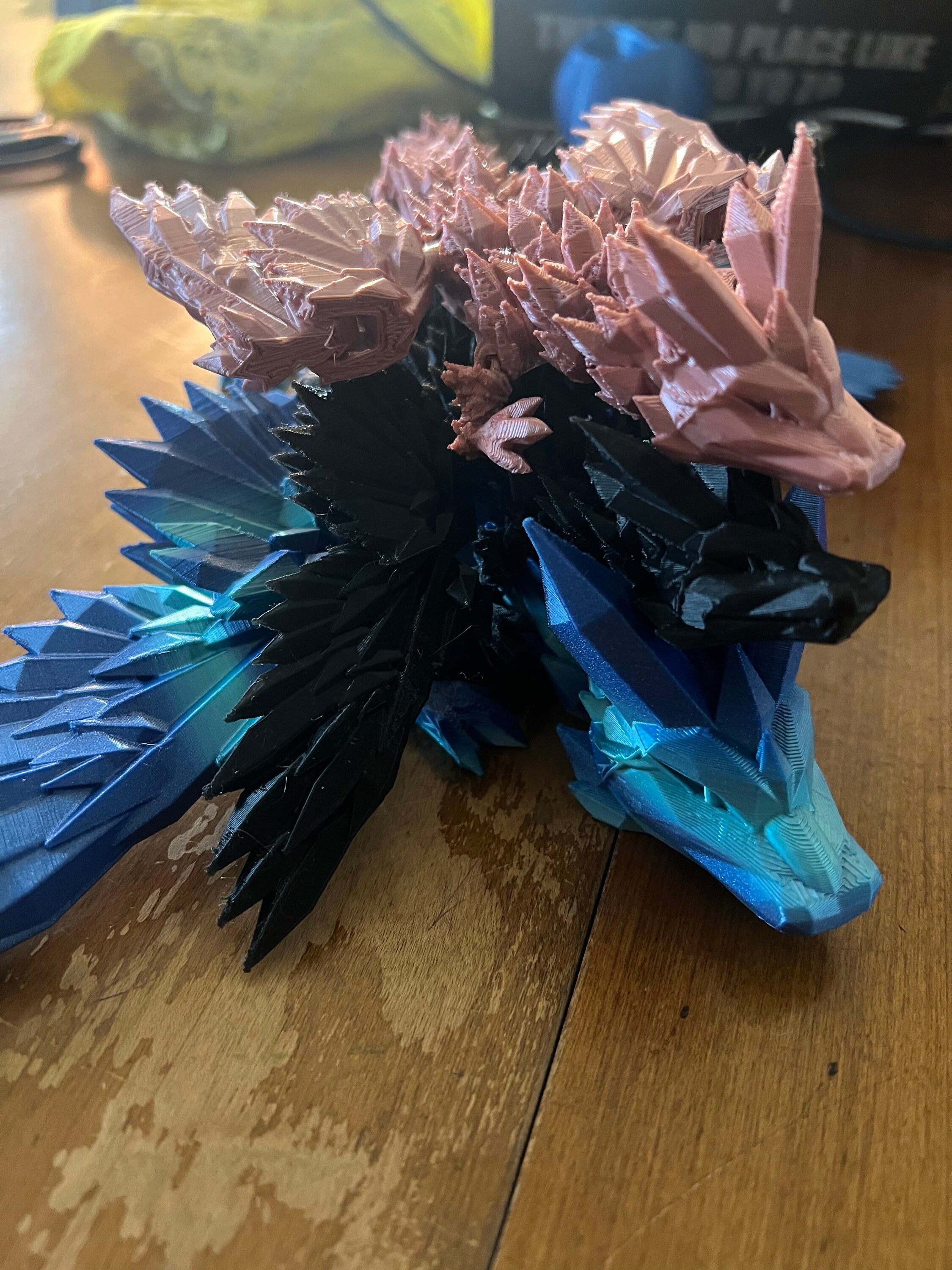 3D Printed Flexible Crystal Winged Dragon Family